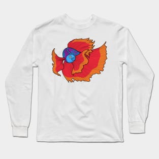 Cute Siamese fighting fish betta cartoon Long Sleeve T-Shirt